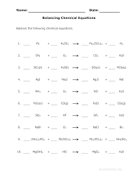 1) 1 n 2 + 3 h 2 → 2 nh 3 2) 2 kcio 3 → 2 kcl + 3 o 2 3) we have tutors online 24/7 who can help you get unstuck. Balancing Chemical Equations Worksheet