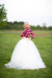 Prairie Farm Wedding Ruffled Plaid Wedding Ball Gown Wedding Dress Bride
