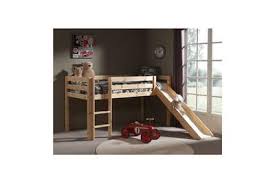 Lit surélevé en pin lasuré blanc max avec toboggan, donjon et rideaux. Lit Mezzanine Ud Pino Lit Enfant Mezzanine Toboggan Nature Darty