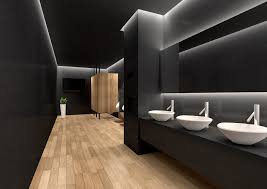 A bathroom doesn't need to be extravagant to look great. Commercial Toilet Design Office Bathroom Design Restroom Design Commercial Bathroom Designs