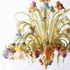 Chandelier in classic style, with flowers and leaves with attention to details and aesthetics of the. Lighting Murano Glass Classic Floral Multicolor Chandelier Home Living
