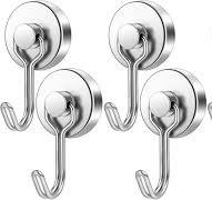 FINDMAG Swivel Magnetic Hooks, 40LBS Stainless Steel N52 Hooks with Magnets  Heavy Duty, Strong Silver Magnet Hooks for Refrigerator, Toolbox, Outdoor,  ...