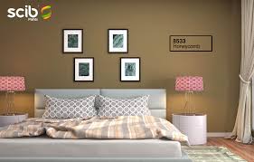 The master bedroom should have a color scheme that's calming and restful with a little pop of personality so that you can reflect, recharge, and relax. An Exceptional Interior Bedroom Design Against A Honeycomb 8533 Wall Paint Next To White Nightsta Wall Paint Designs Interior Design Bedroom Bedroom Interior