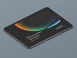 Gentleman using samsung tablet while drinking coffee mockup. Samsung Galaxy Tab S3 Mockups