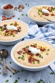 I used baking potatoes, skim milk, regular sour cream and 3 or 4 large cloves of garlic minced. Loaded Baked Potato Soup Made In The Instant Pot The Schmidty Wife