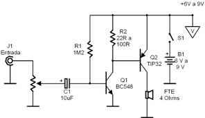 Audio Amplifier 1w This Amplifier Can Provide Approximately 1 W With A Supply Of 9 V The Transistor Q2 Should B Audio Amplifier Electronics Circuit Amplifier