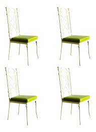 Set Of Four Vintage Cast Iron Faux Bamboo High Back Chairs By Kessler Industries Upholstered Seats In A Lovely Green Vintage Interior Decor Bamboo Chair Chair