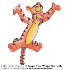 Download and print these drawings of winnie the pooh coloring pages for free. Tigger From Winnie The Pooh Colored Pencils Drawing Tigger From Winnie The Pooh With Color Pencils Drawingtutorials101 Com