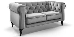 Assise en bois massif et mousse de 2 Sitzer Chesterfield Sofa Samt Hudson Moebella24