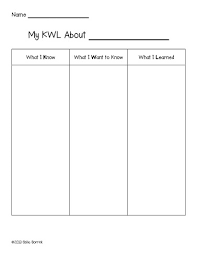 K W L Strategy Chart Comprehension Strategies