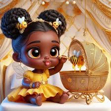 Cute African American Baby Girl Honey Bee Photos