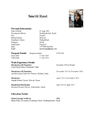 Job application for the post of. Smriti Raut Beautician Hairdresser Cv Nepal