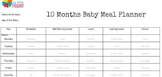 10 months baby meal planner free download my little moppet