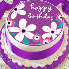 Posted by birthday cakes, flowers & wishes. Happy Birthday Purple Flower 7 5 Inch Precut Edible Cake Topper Decoration Ebay