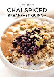 5 Minute Chai Spiced Breakfast Quinoa Simply Quinoa Recipe Quinoa Breakfast Recipes Quinoa Recipes Breakfast