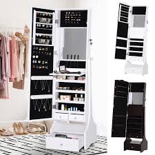 With 3 open shelves are perfect for bracelets or watches, and the 6 small drawers beneath the shelves give enclosed storage for special pieces. Led Long Mirrored Jewelry Cabinet Armoire Floor Standing Organizer W Lock Ebay