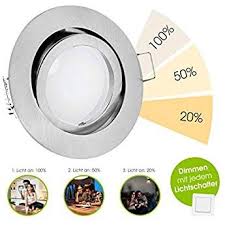 Linovum Fourstep Deckenstrahler Led Dimmbar Ohne Dimmer 10er Set Downlight 230v Schwenkbar Rund Geburstet Neut Led Ceiling Lights Led Ceiling Ceiling Lights