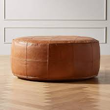 Canada's boss leather furniture offers up to 10 year limited warranty on your custom sofa. Round Saddle Leather Pouf Ottoman Reviews Cb2 Canada