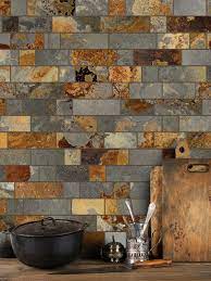 Looking to update your kitchen with a subway tile backsplash? Rusty Brown Slate Mosaic Backsplash Tile For Traditional Kitchen
