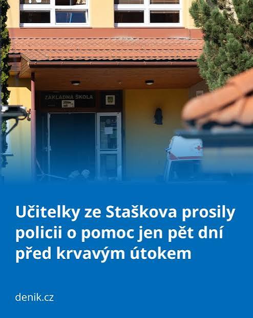 👉 https://www.denik.cz/evropa/slovensko-utok-na-skole-staskov-necekany-zvrat-ucitelky-zadaly-o-pomoc/ Inspekce prověřuje postup policistů, na které se pět dní před tragickým útokem obrátilo vedení