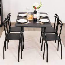 The stylish sets of black tables and chairs i have. 5 Pcs Dining Table Set With 4 Chairs Dining Table Setting Black Kitchen Furniture Dinner Table Chairs
