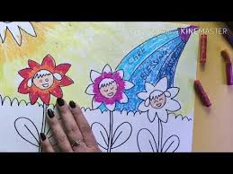 Easy Drawing Of Garden Scene For Beginners Kids With Message Youtube Easy Drawings For Kids Easy Drawings Drawings