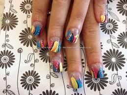 Acrylic Overlay With Multi Coloured Nail Art Acrylic Overlay With Multi Coloured Nail Art Nail Art Nails Nail Colors