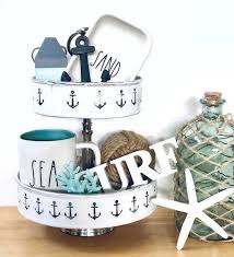 Coastal Tray Chic Vignette Decorations Styling Shop The Look Tiered Tray Decor Lake Decor Tray Decor