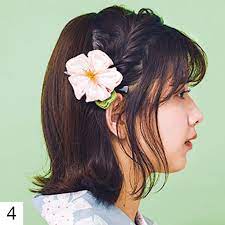 ゆかたの髪型 ボブのおしゃれ外ハネ編 ゆかたの着付けと髪型 浴衣 ヘアアレンジ ボブ 髪型 ボブ 可愛いヘア