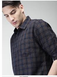 Black And White Vertical Striped Shirt Mens Flipkart Highlander Men Navy Brown Slim Fit Checked Casual Shirt 599 Men Fashion Casual Shirts Slim Fit Casual Shirts Mens Fashion Suits Casual