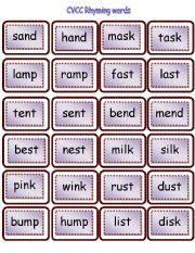 English Worksheet Cvcc Rhyming Words Cvcc Words Rhyming Words Cvcc