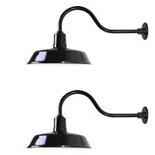 Canarm Bl16wacbk 2 Pack Exterior Outdoor Barn Light Fixture Farmhouse Gooseneck 16 Glossy Black Greydock Com