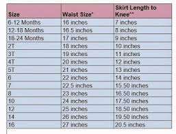 Image Result For Girls Skirt Size Chart Baby Skirt Skirts
