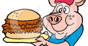 Happy Cartoon Pig With Bbq Pork Sandwich On A Plate Pig Illustration Pig Cartoon Happy Cartoon