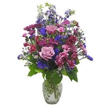Happy birthday flowers | happy birthday flower cake with white carnations, green poms and bows. Birthday Flowers Pretty In Purple Canton Delivery Cathy Cowgill Flowers