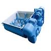 A concrete mixer machine uses a revolving drum to mix the components. 1