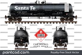 Santa Fe Railway Tank Car Dot 111 For Diesel Fuel Only Diesel Fuel Canadian Tanks Train Illustration