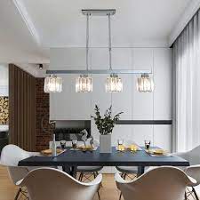 42 silver crystal ceiling fan chandelier w/ led light remote retractable blades. Cylinder Dining Room Island Light Traditional Tri Sided Crystal Rod 3 4 Heads Silver Chandelier Pendant Light Takeluckhome Com