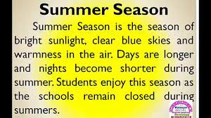 Summer season covers the months march, april, may and june. Essay On Summer Season In English By Smile Please World Youtube