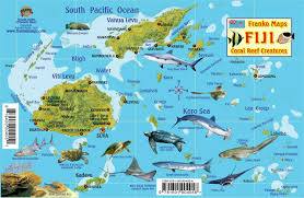 Fiji Map Reef Creatures Guide Franko Maps Laminated Fish