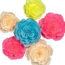 Free shipping for many items! Paper Flower Decorations Large Crepe Paper Flowers Handcrafted Flowers Giant Paper Flowers Pink Blue Yellow Champagne Set Of 6 For Wedding Bridal Shower Baby Shower Nursery Wall Decor