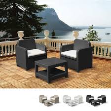 The cotaco 2 piece coffee table set mixes modern appeal with a rustic flair. Polyrattan Garden Lounge Set Of 1 Table 2 Chairs For Outdoors Giglio