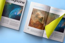 Photorealistic magazine mockup from graphicburger. This Is An Original Overhead Paper Folded Psd Magazine Mockup Template To Display Your Designs With