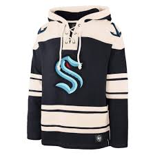 A woven jock tag is sewn on the bac. 47 Brand Nhl Seattle Kraken Lacer Jersey Hood Hoods From Usa Sports Uk