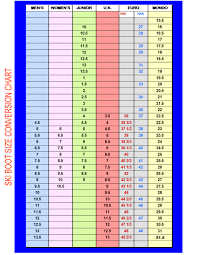 Ski Boot Size Chart Valley Bike Ski Shop Apple Valley Mn