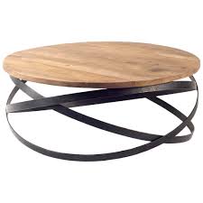 Contemporary & modern shape : Industrial Circular Round Coffee Table Metal Base Hardwood Top