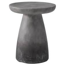 Cove concrete + wood side table. Lerry Modern Classic Black Concrete Round Outdoor Side Table Standard 14 24 W Kathy Kuo Home