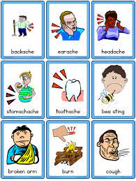 Phrasal verbs connected with illness. Injuries And Illnesses Esl Flashcards