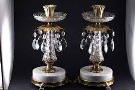 Browse candle related antiques & collectables or sell your antique or collectable candle related items online! Vintage Gold Tone Marble Base Crystal Prism Pair Candle Holders 1728417737
