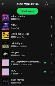 I made a playlist of jin's selection on spotify. Soo Choi Rest On Twitter Jin Was On Melon Station Bighit Record Music Today He Introduced His Playlist With The Subject Jin Dance Shower Amp Idol The Songs He Listens To